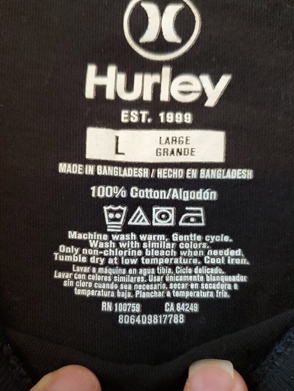 Hurley Mens Black Short-Sleeve Graphic Tee with Eagle Crest Size Large - Picture 2 of 6